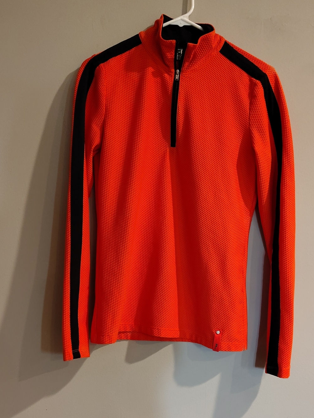 Lauren Ralph Lauren‎ Women's Medium orange/ black stripe long sleeve Quarter Zip